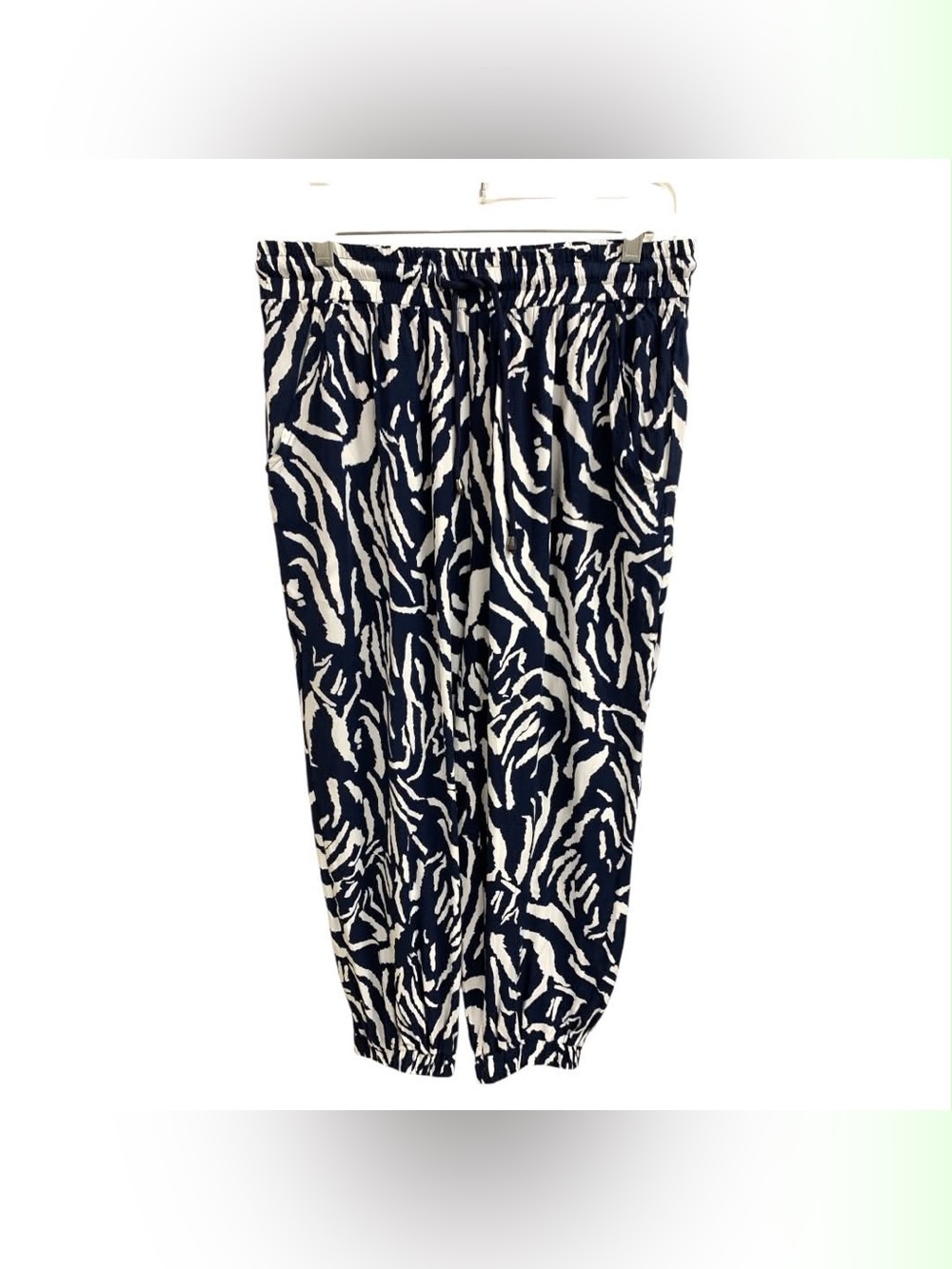Creation Navy and White Abstract Print Jogger Pants Size Xl